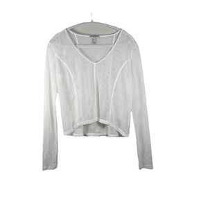 Y2K Crochet Open Knit Sweater Womens Small Beachy Boho Coastal Crochet Sheer